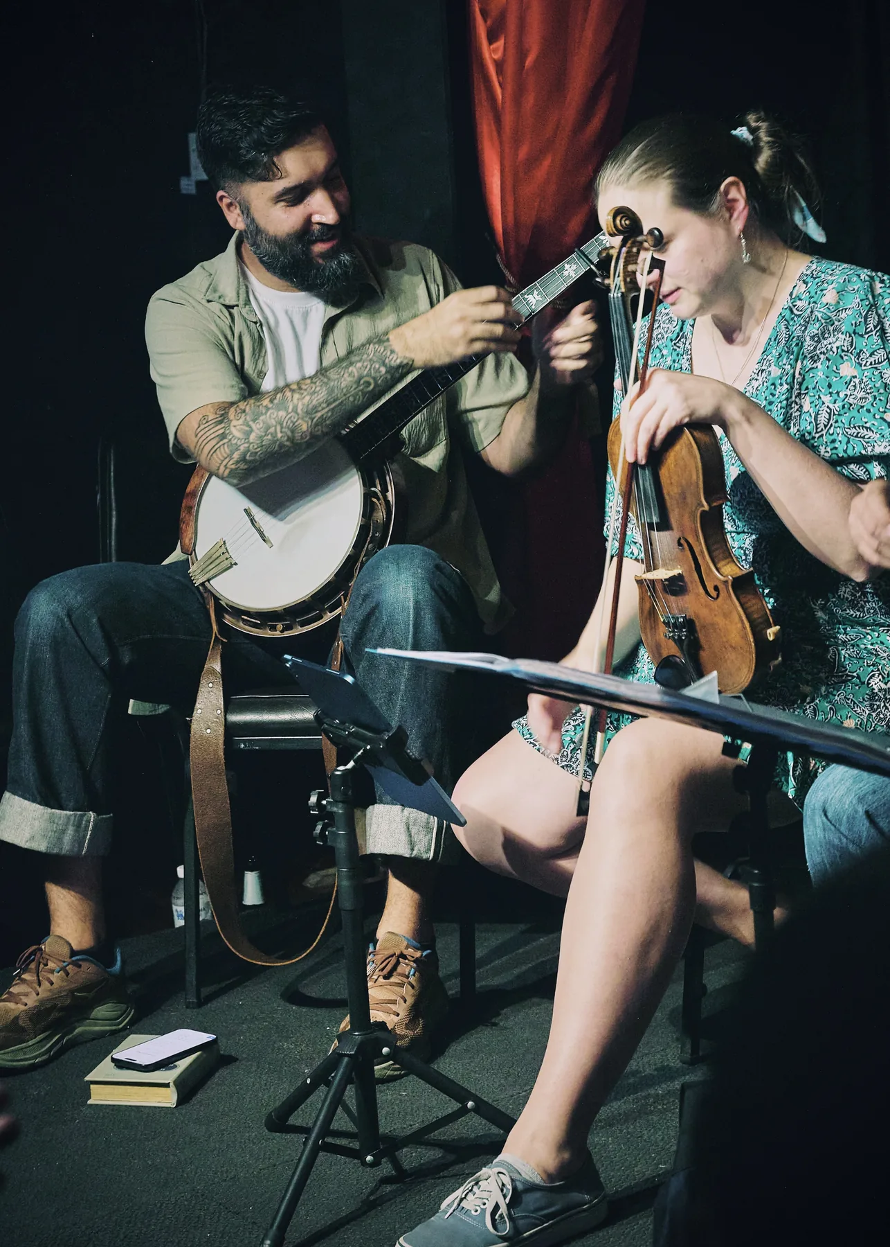 Banjo and fiddle musicians at Bangkok Banjo Fest